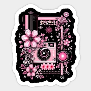 Black and pink with flowers Sticker